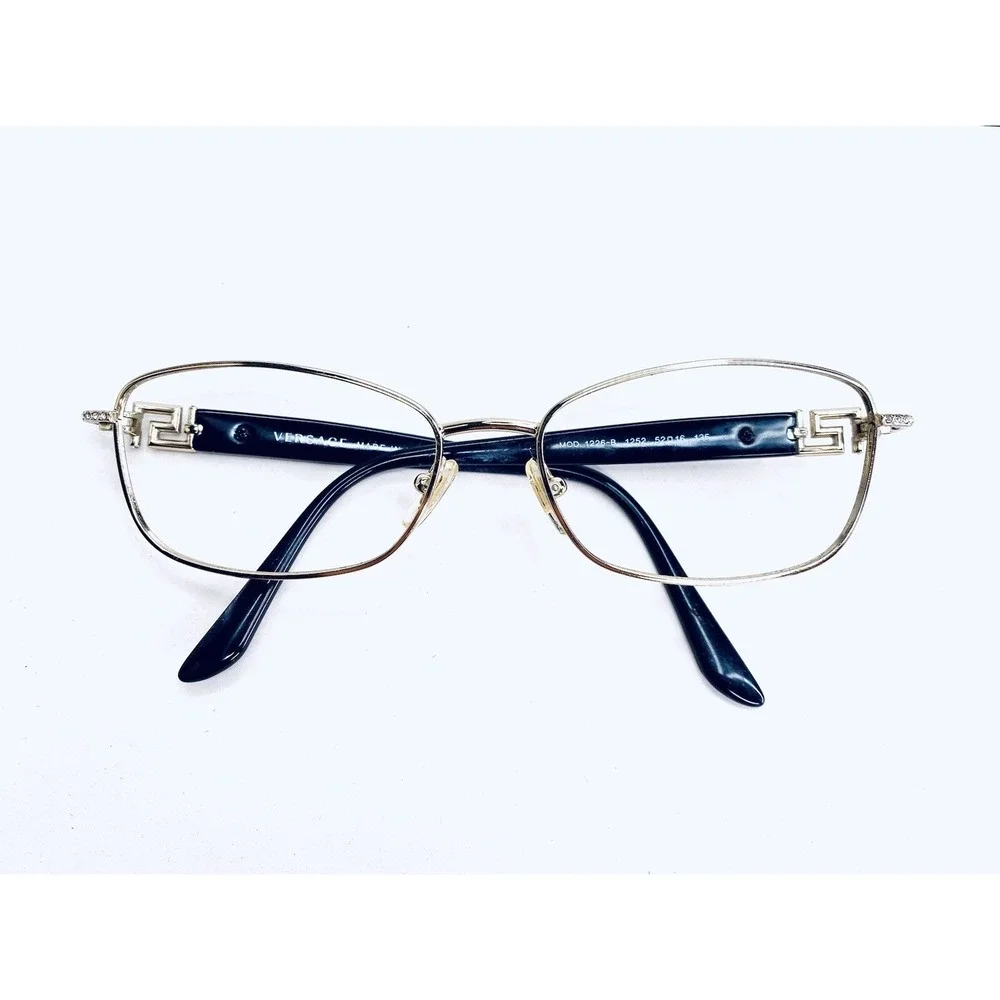 Versace Gold Cat Eye Glasses Studded Black Temple Italy MOD 1226B 1252 52 16 130